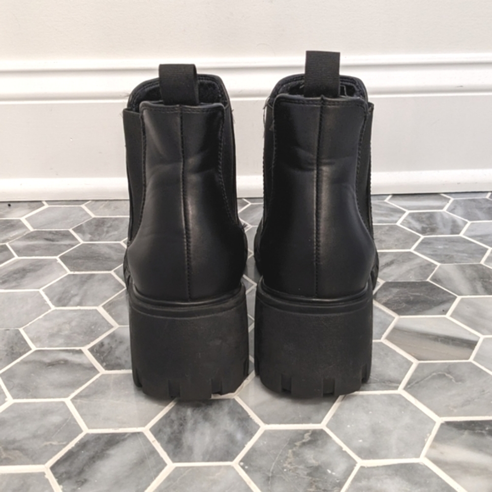 Steve Madden Black Faux Vegan Leather Howler Chunky Y2K Platform Boots - Picture 5 of 11